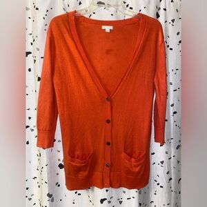 GAP Orange Cardigan Sweater V-Neck Lightweight